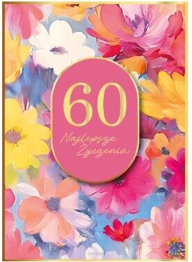 KARTKA URODZINY 60 KWIATY MALOWANE 5644 NN