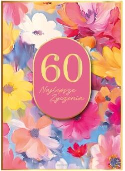 KARTKA URODZINY 60 KWIATY MALOWANE 5644 NN