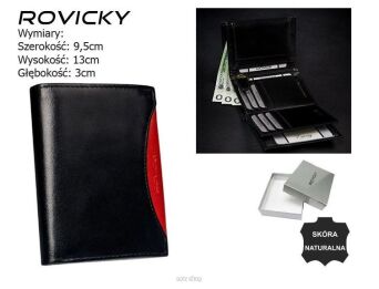 PORTFEL MĘSKI SKÓRA 1537-03-BOR BLACK RED 1225 NN