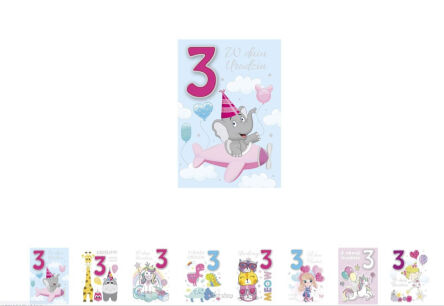 KARTKA URODZINY CYFRY NA GĄBKACH 3 DZIE (10) 0358