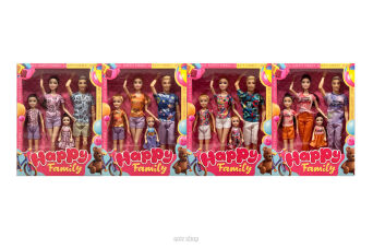 LALKA RODZINA MAMA TATA 2 DZIECI 34X32 CM 3445