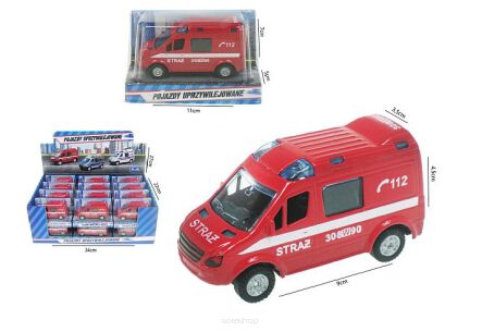 AUTO MINI METAL VAN STRAŻ Z NAPĘDEM 8 CM (24) 3394