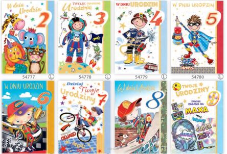 KARTKA URODZINY MIX 2-9 LAT CHŁOPIEC B6X 1843