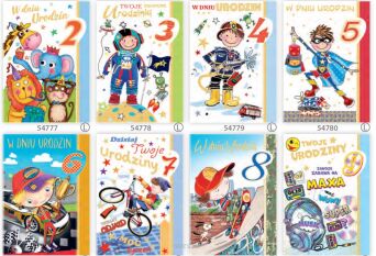 KARTKA URODZINY MIX 2-9 LAT CHŁOPIEC B6X 1843
