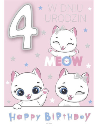KARTKA URODZINY CYFRY NA GĄBKACH 4 DZIE (10) 0696