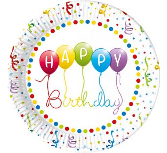 TALERZYKI PAPIER HAPPY BIRTHDAY STREAMERS (8) 4265