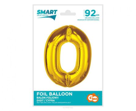 BALON FOLIOWY SMART CYFRA 0 ZŁOTA 92 CM [5] 8813