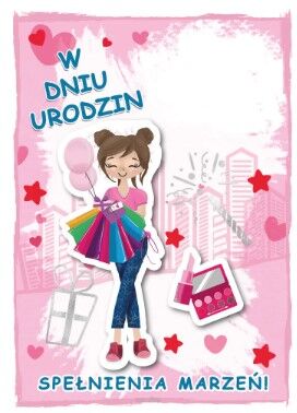 KARTKA URODZINY NAKLEJANA CYFRA DZIEWCZ 2735 NN