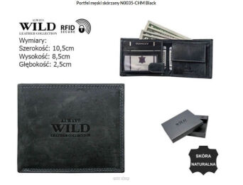 PORTFEL MĘSKI SKÓRA N0035-CHM BLACK 8694 NN