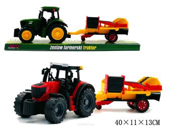 TRAKTOR Z MASZYNĄ ROLNICZĄ PRZYCZEPĄ 40X13 CM 1556