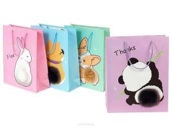 TORBA PREZENTOWA ZWIERZĘTA MIX 26X32 CM (12) 7117