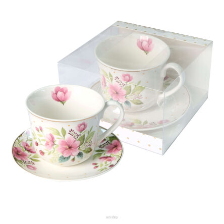 FILIŻANKA ZE SPODKIEM KWIATY 400 ML 7652