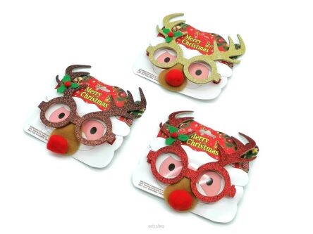 OKULARY ŚW. BROKAT RENIFER Z NOSEM 17X16 CM 8934 