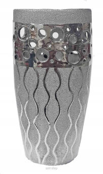 WAZON CERAMICZNY 26 CM SREBRNY 4583