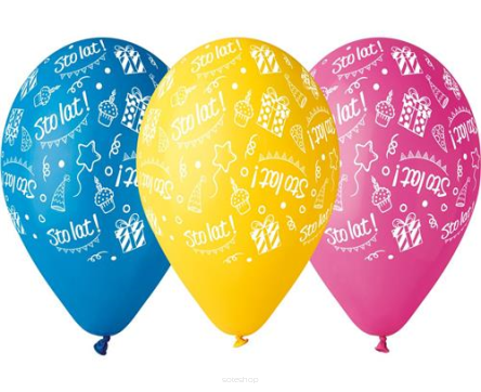 BALONY PREMIUM STO LAT KOLOROWE 5 SZT 8852