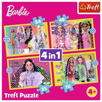 TREFL PUZZLE 4W1 WESOŁY ŚWIAT BARBIE 6268 NN