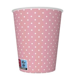 KUBECZKI PAPIER KROPKI RÓŻOWE 250ML (8) 4127