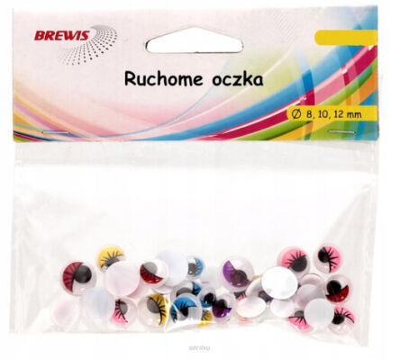 RUCHOME OCZKA Z RZĘSAMI 8, 10, 12 mm 0419