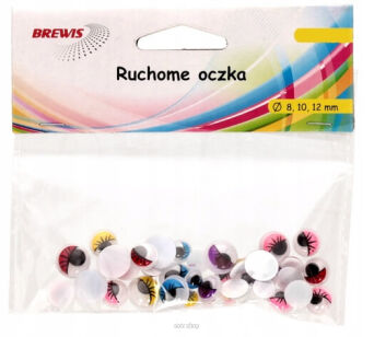 RUCHOME OCZKA Z RZĘSAMI 8, 10, 12 mm 0419