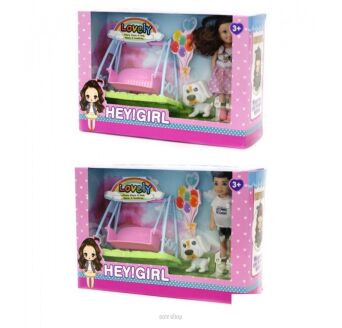 LALKA Z HUŚTAWKĄ I PIESKIEM 24X17 CM 2553