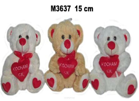 PLUSZ MIŚ Z SERCEM KOCHAM CIĘ 15 CM 0959