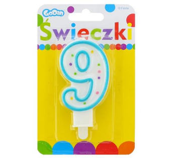ŚWIECZKA CYFERKA Z KROPECZKAMI "9" [5] 4984