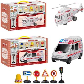 AUTO AMBULANS HELIKOPTER ZE ZNAKAMI 37x25 CM 7311
