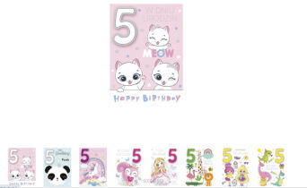 KARTKA URODZINY CYFRY NA GĄBKACH 5 DZIE (10) 0672