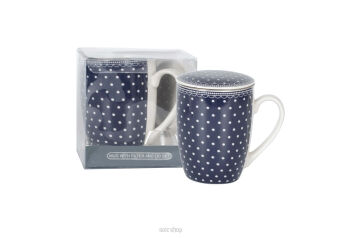 KUBEK Z METAL. ZAPARZACZ GRANAT KROPKI 350 ML 7096