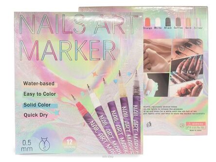 MARKERY DO PAZNOKC ZMYWALNE WODĄ 12 SZT 14X14 0384