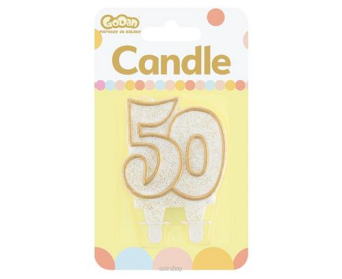 ŚWIECZKA B&C CYFERKA "50" ZŁOTY KONTUR 1194