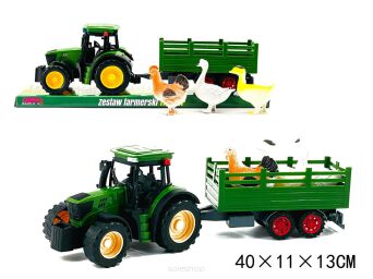 TRAKTOR Z PZYCZEPĄ I ZWIERZĘTAMI 40X13 CM 4235