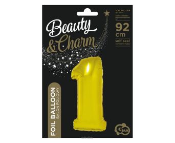 BALON FOLIOWY CYFRA 1 ZŁOTA 92 CM [5] 2245