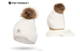 CZAPKA Z ANGORĄ POMPON PTN HAT-07 WHITE 7705 NN