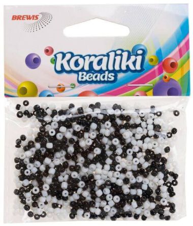 KORALIKI AKRYLOWE 35MM BIAŁO CZARNE 7081