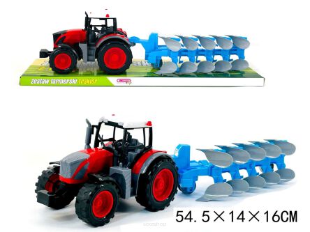 TRAKTOR Z MASZYNĄ ROLNICZĄ 54X16 CM 3933