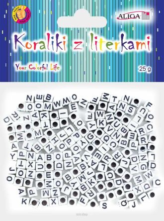 KORALIKI PLASTIKOWE Z LITERKAMI 6x6mm (25) 0330 NN