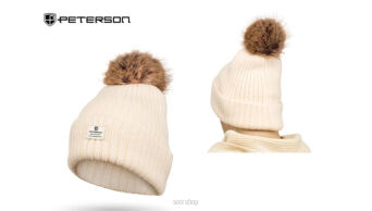 CZAPKA Z ANGORĄ POMPON HAT-08 BEIGE 7767 NN