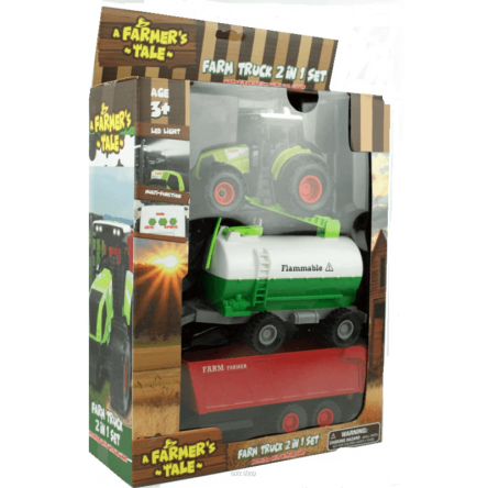 TRAKTOR Z PRZYCZEPĄ DŹW. ŚW. LED 32X25 CM 1632