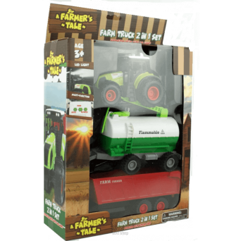 TRAKTOR Z PRZYCZEPĄ DŹW. ŚW. LED 32X25 CM 1632