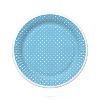 TALERZYKI PAPIEROWE KROPKI NIEBIESKIE 18CM (8) 414
