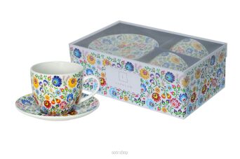 FILIŻANKI ZE SPODKAMI FOLK ŁOWIC 250 ML 2 SZT 6440