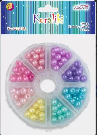 KORALIKI PLASTIK PERŁOWE W PUDEŁKU ALIGA 0569 NN