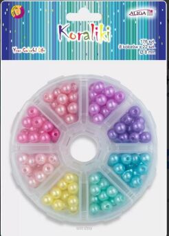 KORALIKI PLASTIK PERŁOWE W PUDEŁKU ALIGA 0569 NN