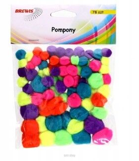 POMPONY NEONOWE MIX KOL 78 SZT 0235