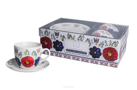 FILIŻANKI ZE SPODKIEM MALOWANE 250 ML 2 SZT 5191