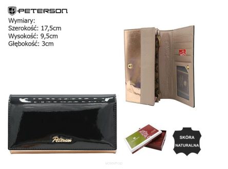 PORTFEL DAMSKI SKÓRA PTN 1N-411 BLACK GOLD 6730 NN