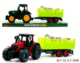TRAKTOR Z PRZYCZEPĄ I ZWIERZĘTAMI 40X10 CM 1532