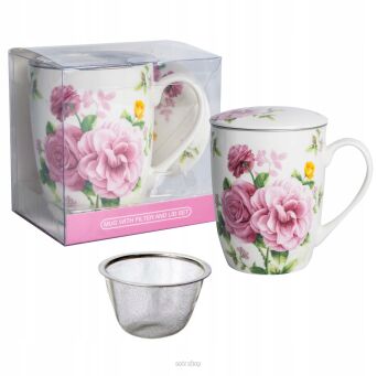 KUBEK Z METAL. ZAPARZACZ RÓŻA 350 ML 2688