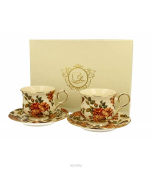FILIŻANKI ECRU ZE SPODKAMI HERBAL ROSES 4899 NN